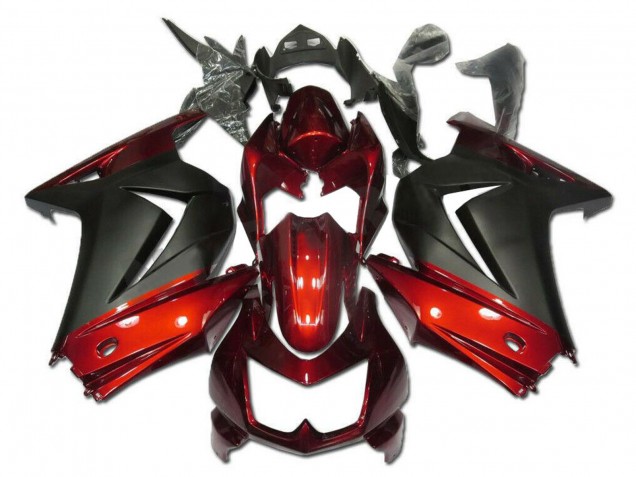 2008-2012 Kawasaki EX250 Motorcycle Fairings - Red Matte Black Canada