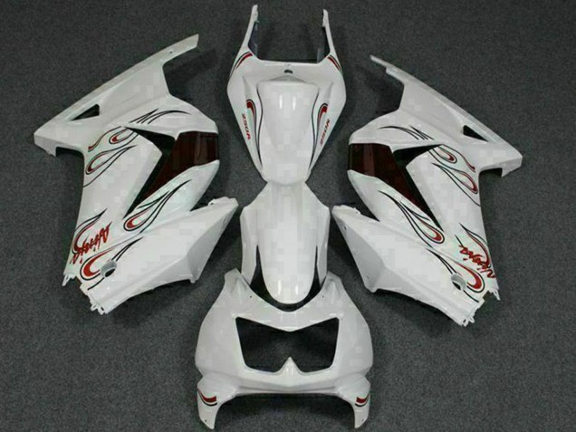 2008-2012 Kawasaki EX250 Motorcycle Fairings - White Red Canada