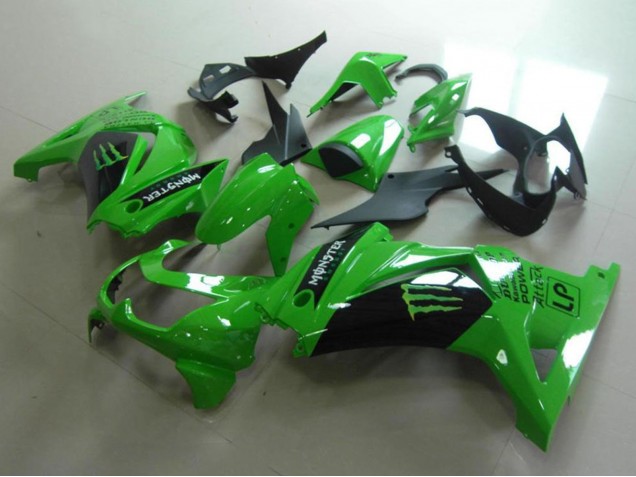 2008-2012 Kawasaki ZX250R Motorcycle Fairings - Green Glossy Black Monster Canada