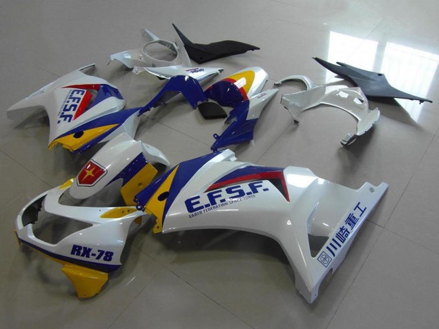 2008-2012 Kawasaki ZX250R Motorcycle Fairings - White Yellow Blue Red EFSF RX-78 Canada