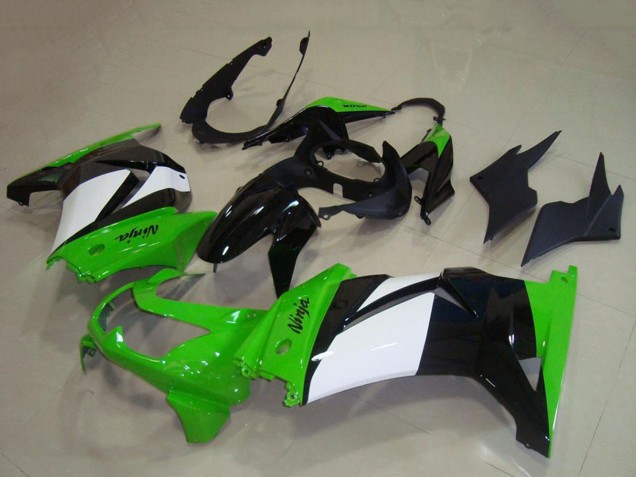 2008-2012 Kawasaki ZX250R Motorcycle Fairings - Green White Glossy Black Canada