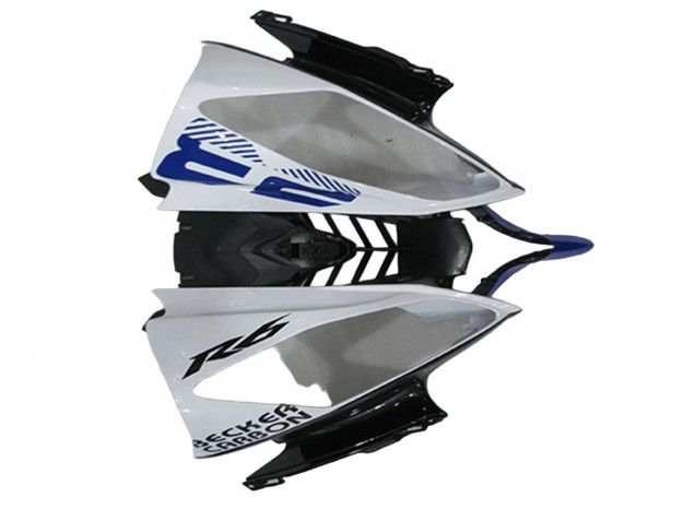 2008-2016 Yamaha YZF R6 Motorcycle Fairings - White Blue Matte Black Yamalube Canada