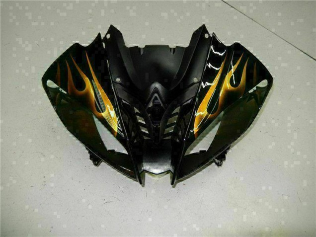 2008-2016 Yamaha YZF R6 Motorcycle Fairings - Glossy Black Gold Flame Canada