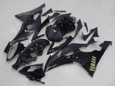 2008-2016 Yamaha YZF R6 Motorcycle Fairings - Glossy Black Matte Black Gold Decals Canada
