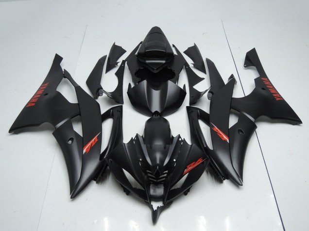 2008-2016 Yamaha YZF R6 Motorcycle Fairings - Matte Black Red Decals Canada