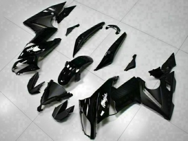 2009-2011 Kawasaki EX650 Motorcycle Fairings - Glossy Black White Decal Canada