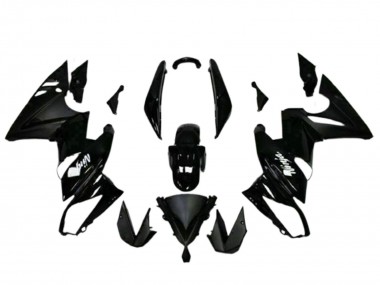 2009-2011 Kawasaki EX650 Motorcycle Fairings - Glossy Black White Decal Canada