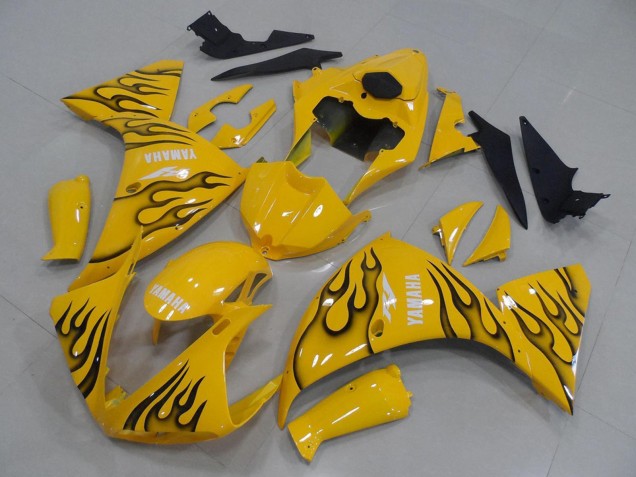 2009-2011 Yamaha YZF R1 Motorcycle Fairings - Yellow Black Flame Canada