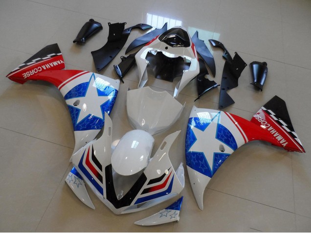 2009-2011 Yamaha YZF R1 Motorcycle Fairings - White Blue Red Black Ducati Star Style Canada