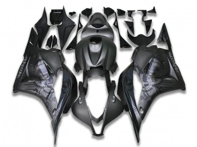 2009-2012 Honda CBR600RR Motorcycle Fairings - Black Grey Skull Canada