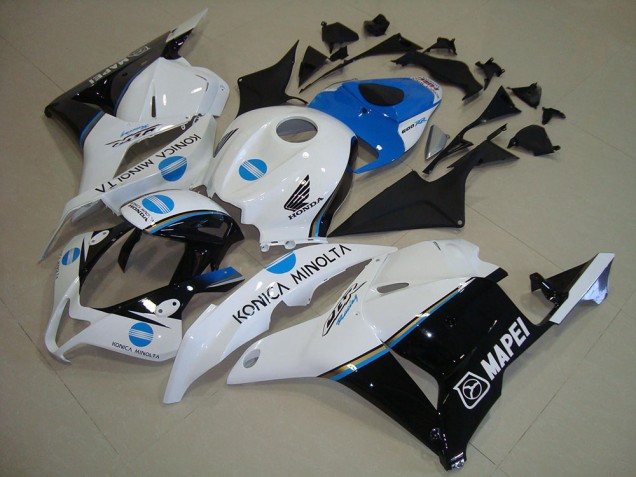 2009-2012 Honda CBR600RR Motorcycle Fairings - White Blue Glossy Black Konica Minolta Canada