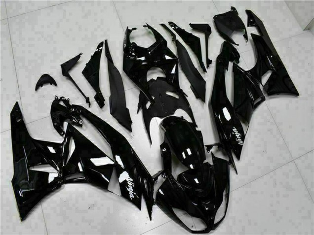 2009-2012 Kawasaki ZX6R Motorcycle Fairings - Glossy Black White Ninja Canada