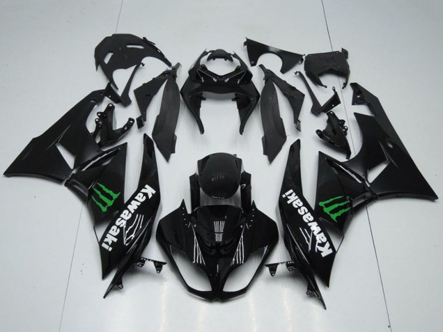 2009-2012 Kawasaki ZX6R Motorcycle Fairings - Glossy Black Green Monster Canada