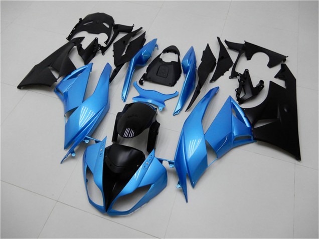 2009-2012 Kawasaki ZX6R Motorcycle Fairings - Light Blue Glossy Black Canada