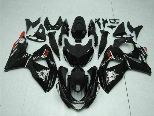 2009-2016 Suzuki GSXR 1000 Motorcycle Fairings - Glossy Black Red Beacon Motul Canada