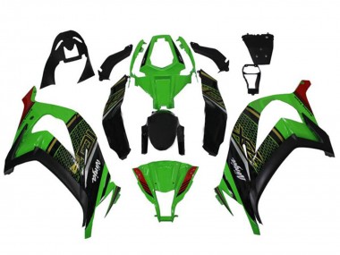 2011-2015 Kawasaki ZX10R Motorcycle Fairings - Green Glossy Black Red Honeycomb Canada
