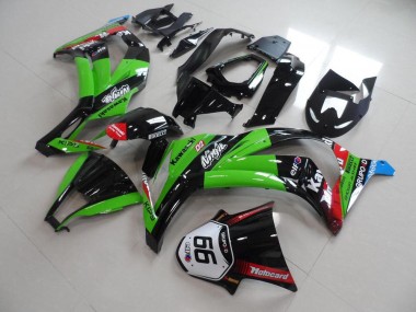 2011-2015 Kawasaki ZX10R Motorcycle Fairings - Green Red Glossy Black KIPS Motocard Elf 66 Canada