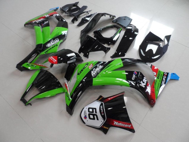 2011-2015 Kawasaki ZX10R Motorcycle Fairings - Green Red Glossy Black KIPS Motocard Elf 66 Canada