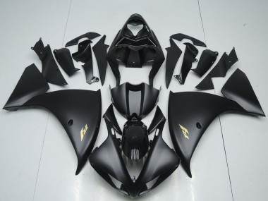2012-2014 Yamaha YZF R1 Motorcycle Fairings - Glossy Black Matte Black Gold Decals Canada