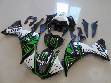 2012-2014 Yamaha YZF R1 Motorcycle Fairing - White Black Green Monster Canada
