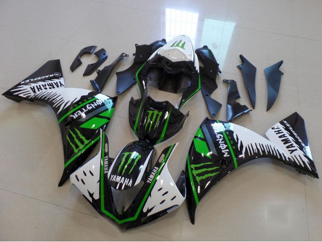 2012-2014 Yamaha YZF R1 Motorcycle Fairing - White Black Green Monster Canada