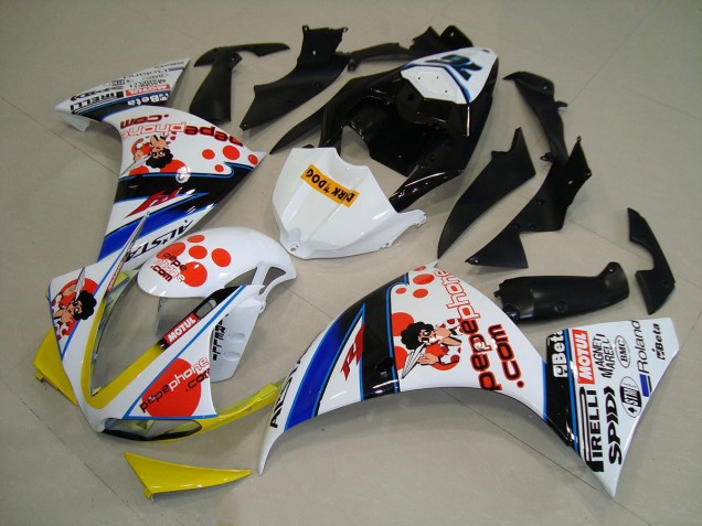 2012-2014 Yamaha YZF R1 Motorcycle Fairings - White Orange Yellow Blue Black Pepe Phone Canada