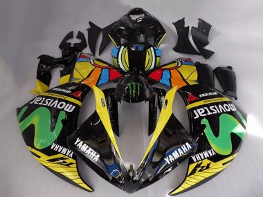 2012-2014 Yamaha YZF R1 Motorcycle Fairings - Glossy Black Yellow Green White Blue MoviStar Monster Canada