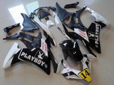 2013-2015 Honda CBR500R Motorcycle Fairings - White Yellow Glossy Black Playboy 14 Canada