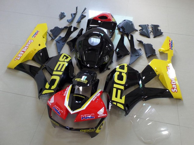 2013-2023 Honda CBR600RR Motorcycle Fairings - Yellow Red Glossy Black Geico Canada