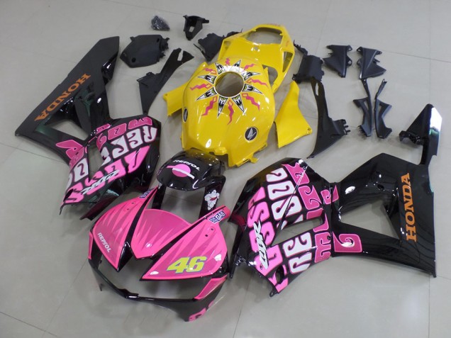 2013-2023 Honda CBR600RR Motorcycle Fairings - Yellow Pink Glossy Black Rossi 46 Canada