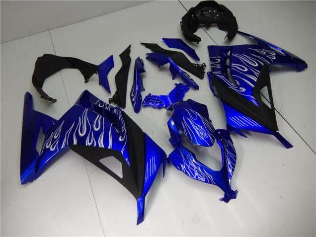 2013-2024 Kawasaki Ninja 300 EX300R Motorcycle Fairings - Blue Black White Flame Canada