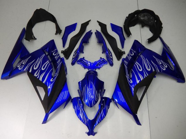 2013-2024 Kawasaki Ninja 300 EX300R Motorcycle Fairings - Blue Black White Flame Canada