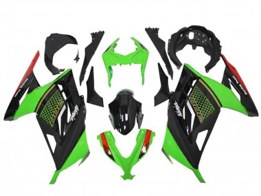 2013-2024 Kawasaki Ninja 300 EX300R Motorcycle Fairings - Green Red Black Honeycomb Canada