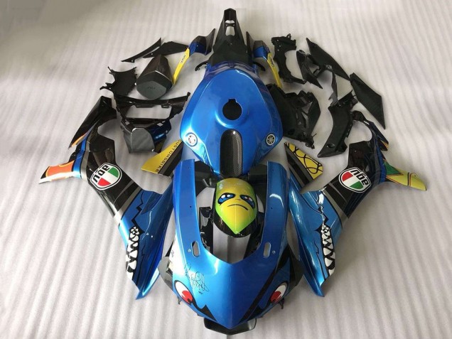 2015-2019 Yamaha YZF R1 Motorcycle Fairing - Blue Yellow Shark Canada