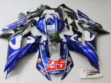 2017-2023 Yamaha YZF R6 Motorcycle Fairing - White Blue Green Monster MoviStar Canada