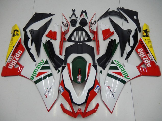 2009-2015 Aprilia RSV4 1000 Motorcycle Fairings - White Red Green Yellow Black Alitalia Canada
