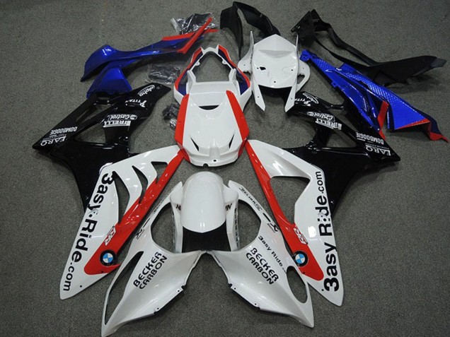 2009-2014 BMW S1000RR Motorcycle Fairings - White Red Blue Glossy Black Becker Carbon Canada