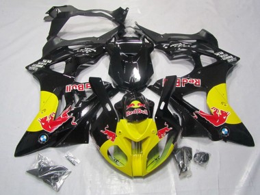 2009-2014 BMW S1000RR Motorcycle Fairings - Glossy Black Yellow Red Bull Canada