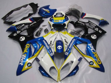 2009-2014 BMW S1000RR Motorcycle Fairings - White Yellow Blue Glossy Black GoldBet HP Canada