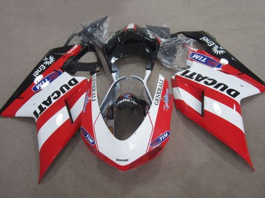 2007-2014 Ducati 1098 Motorcycle Fairings - Red White Black Generali Tim Canada