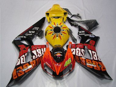 2004-2005 Honda CBR1000RR Motorcycle Fairing - Yellow Orange Glossy Black Repsol Rossi 46 Canada
