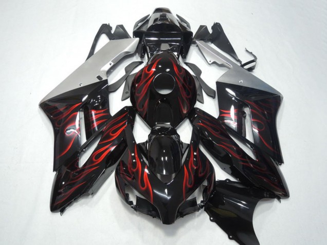 2004-2005 Honda CBR1000RR Motorcycle Fairings - Silver Glossy Black Red Flame Canada