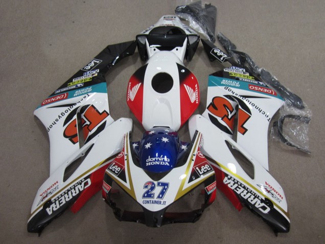 2004-2005 Honda CBR1000RR Motorcycle Fairings - White Red Blue Glossy Black 27 Contrainer IT Carrera Canada
