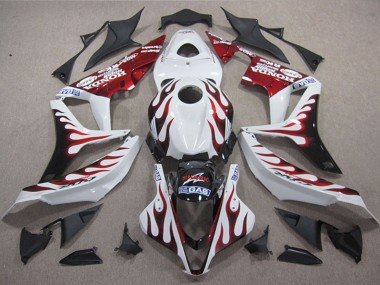 2004-2005 Honda CBR1000RR Motorcycle Fairings - White Red Glossy Black Flame SHARK Canada