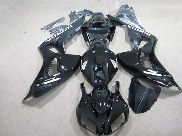 2006-2007 Honda CBR1000RR Motorcycle Fairings - Glossy Black White Decals Canada