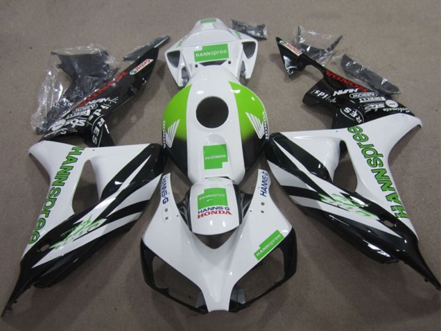 2006-2007 Honda CBR1000RR Motorcycle Fairings - White Green Glossy Black Hannspree Canada