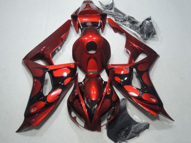 2006-2007 Honda CBR1000RR Motorcycle Fairings - Red Glossy Black Flame Canada