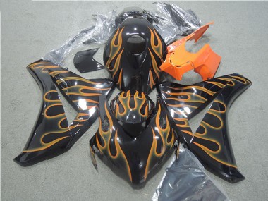 2008-2011 Honda CBR1000RR Motorcycle Fairings - Glossy Black Orange Flame Canada