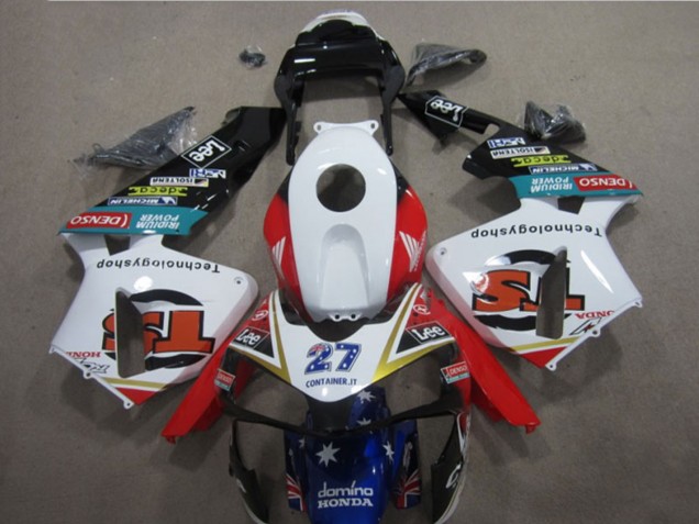 2003-2004 Honda CBR600RR Motorcycle Fairings - White Red Blue Glossy Black Denso 27 Canada