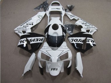 2003-2004 Honda CBR600RR Motorcycle Fairings - White Glossy Black Repsol Canada
